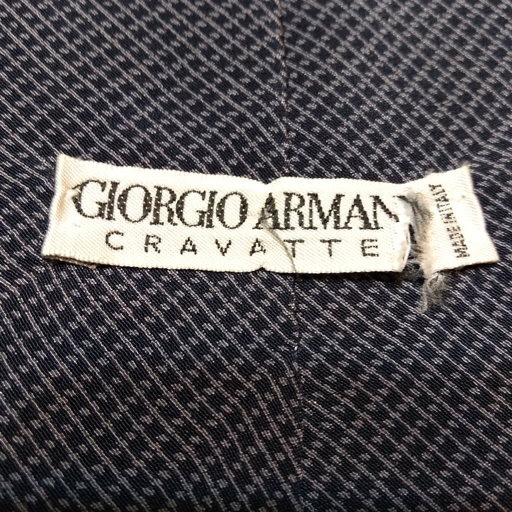 Giorgio Armani Tie, Blue & Grey Micro Check Pattern, 100% Silk, Made in … - Picture 4 of 9